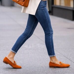 Parrotto Italian Suede Loafers Orange Gold Horsebit EU 40 US 9.5 New In Box